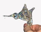 Vintage Blown Glass Hummingbird  Iridescent Clear Hummingbird  Blown Glass