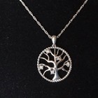 New-925 Au Sterling Silver Cz Tree Of Life Pendant On 18 Inch Necklace-nice