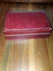 Antique Burgundy And Gold Leather Trinket Box Wood Interior Of Box Old Clean
