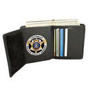 Rfid Blocking Black Leather Tactical Rounded Shield Badge Wallet Holder Ccw