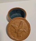 Small Vintage   Leather Round Trinket storage