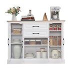 Farmhouse Wood Buffet Cabinet With Storage  Sideboard With 2 Drawers   4 Doors