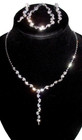 Elegant Rhinestone Necklace Choker Earrings Bracelet Lariat 4pc Set Bride Jewels