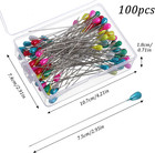 75mm 3inch Straight Pins Sewing  100pcs Pearl Head Decorative Pins  Colored Tear