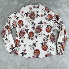 H m Top Womens 2 Cream Red Floral Long Sleeve Loose Lightweight Casual Workwear