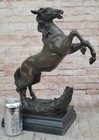 Equestrian Masterpiece Bronze Rearing Stallion Horse Sculpture By P J Mene