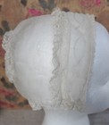 Antique Fine Cotton   Lace Baby Bonnet