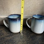 2 Peter Pots Handcrafted Pottery 6 Oz Coffee Mug Teacup Seagull Blue Ombre
