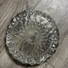 Heavy Cut Crystal Glass Ashtray Starburst Pattern Scalloped Edge 6 5    Vintage