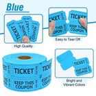 500 Pair Blue Raffle Tickets Roll 1000 Tickets Double Stub 50 50 Door Prize
