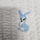 Handmade Baby Blanket White Seersucker Blue Bunny Rabbits Lace Ribbon Ooak Read