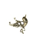 Gold Tone Bird Brooch Pin Multicolor Rhinestones Faux Pearl Purple Stone