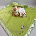 Disney Baby Tigger Security Blanket Lovey Green Satin Trim Drum Pooh 15  Blankee