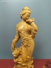 Chinese Boxwood Wood Hand Carving Ancient Beauty Child Statue Boxwood Beauty
