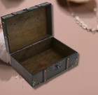 Vintage Wooden Treasure Chest Box Lockable Jewelry Storage Antique Decor