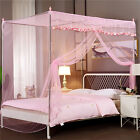 Stainless Steel Bed Mosquito Netting Canopy Frame Post 4 Corner Queen Size