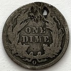 1891-o 10c Seated Liberty Silver Dime  Holed