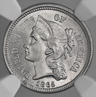 1865  3cn Three Cent Nickel  Ngc Ms62     8404746-029