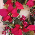 Traditional Poinsettia And Berry Christmas Wreath 14  Holiday Door Faux Flowers 