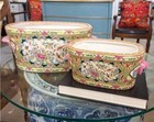 Vintage Style Chinese Rose Medallion Footbath Planters-set Of 2  Small large