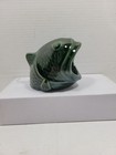 Vintage Ceramic Green Fish Kitchen Sponge Soap Holder Wide Mouth Fish Midcentury