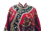 Golden Dragon Vintage Silk Heavily Embroidered Lined Butterfly Chinese Robe Sz L