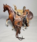 Vintage Miniature Hand Tooled Leather Horse Saddle Salesman Sample Collectibles 