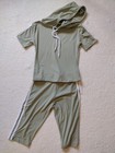 O To S Gym Set Shorts  Hooded Shirt Women s S Light Green White Trim