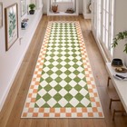  Checkered Kitchen Runner Rug  2x7 Washable Runner Rug For 2  X 7  Green