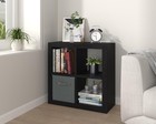 Bookshelf With Storage Bin  4-cube Storage Organizer  Modern Wood Open Bookcase 