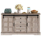 59  Wooden Kitchen Sideboard Buffet Cabinet With Storage   Sliding Barn Doors