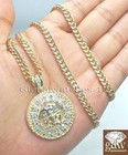 Real 10k Yellow Gold Miami Cuban 24  Chain Necklace Head Charm