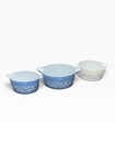 Vintage Pyrex Colonial Mist 473 474 475 Casserole Set Blue White Floral 3pc