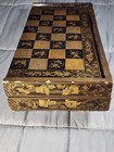 19th Century Antique Chinese Export Black Lacquer Folding Chest backgammon Box