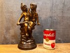 Antique Brass bronze Art Sculpture Children Boy girl Statue Vintage Figurine