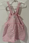 Vtg Oshkosh B   gosh Pink Girls 6t Gingham Floral V Back Overalls Shorts Usa