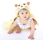 Adorable Baby infant 100  Organic Cotton Yellow Kitten Hooded Bath Towel