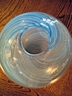Murano Hand Blown Art Glass Round Vase Blue Swirl Pattern 8 Inch