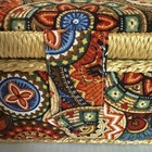 Sewing Basket  Fabric Covered Rectangular  Straps Handle Plastic Insert