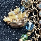 Vintage Double Enameled Tinker Bell Peter Pan Chatm Bracelet Gold Tone