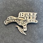 Signed Sterling Silver Eagle Raven Overlay Brooch Northwest Coast Pnw Vintage Yd