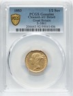 Gold Queen Victoria 1883 Ad Great Britain 1 2 Sovereign Sov 1 2sov Coin  Pcgs Au