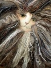 1980   s Collectible Loeber Cat Mohair Grey With Green Eyes