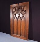 31  Tall French Antique Gothic Revival Door Panel In Solid Oak Wood Salvage
