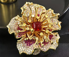 Handmade Custom Red Large Peony Flower Brooch With High Quality Design Brooch