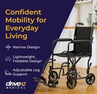 Drive Medical Compact Lightweight Folding Transport Wheelchair - Swing Footrest