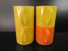 Set Of 4 Federal F  Milk Glass Coffee Cup Mug Heat Proof D Handle Yellow Orange