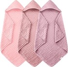3-pack Muslin Hooded Baby Towels  100  Cotton - Ultra-soft   Absorbent - 32 x32 