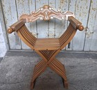 Vtg Italian Florentine Renaissance Savonarola Master Chair Hand Carved - Walnut