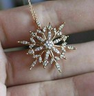 1 20ct Round Cut Snowflake Pendant Necklace Free Chain 14k Yellow Gold Plated